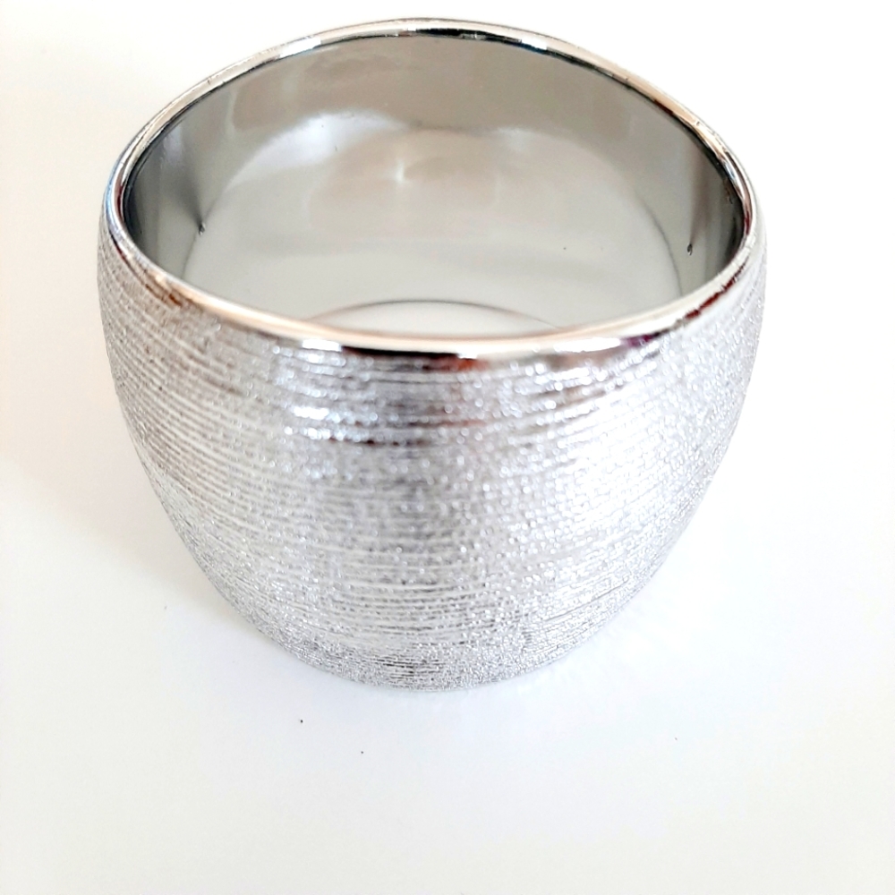 Asymmetrical Silver Bangle Bracelet